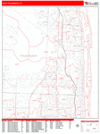 West Palm Beach  Wall Map Red Line Style